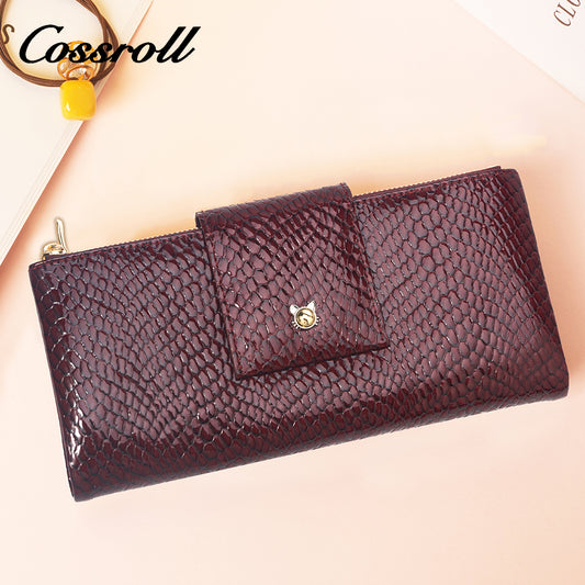 New Product Ideas wine red women's leather zip wallet With Favorable Discount