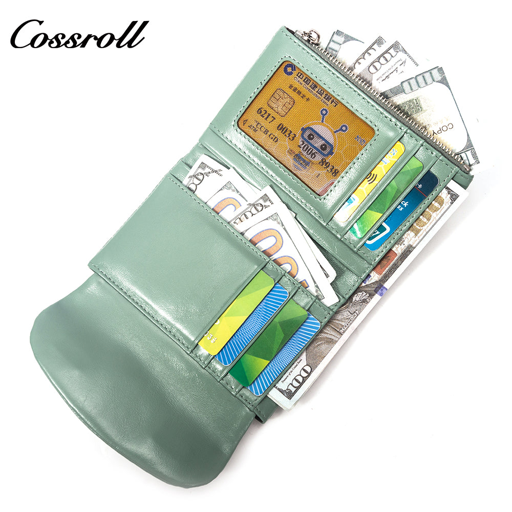 China Hot Sale wallets for women fashionable oil wax leather