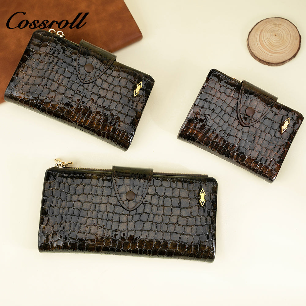 Best Selling Quality ladies dollar bill wallet crocodile texture Genuine Leather