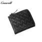 Diamond Quilted Genuine Leather Mini Zipper Card Wallet for Men & Women, Multi-Slot Coin Purse, Portable Short Purse for Daily Commute & ID Documents