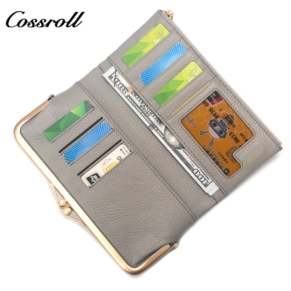 2023 New Design leather fasion slim wallet custom logo   crocodile texture Genuine Leather