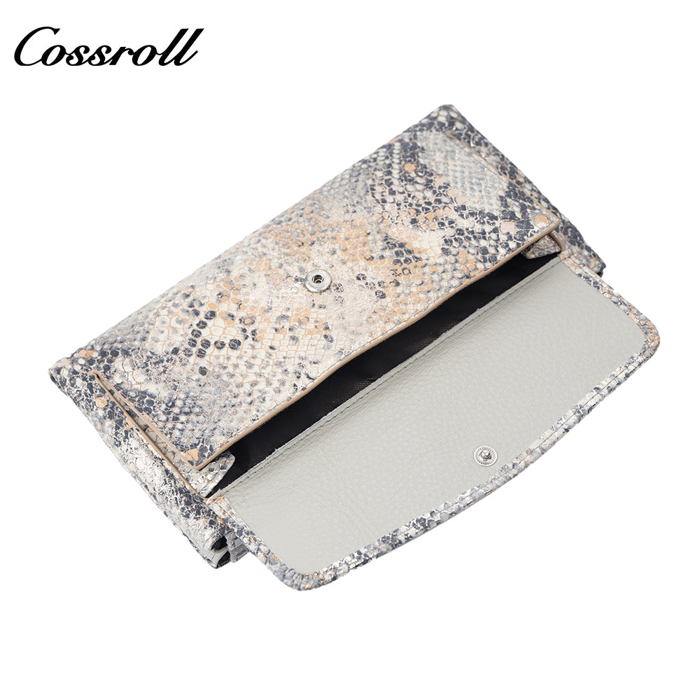 Women's Snake Skin Wallet, Fashionable Multi-Card Large Capacity Long Zipper Wallet
