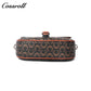 Vintage C Monogram Saddle Bag for Women, Contrast Brown Leather Buckle Flap Crossbody Shoulder Purse