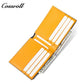 Diamond Quilted Embossed Genuine Leather Men's Wallet, Slim Business Bifold Purse with Contrast Bright Yellow Lining