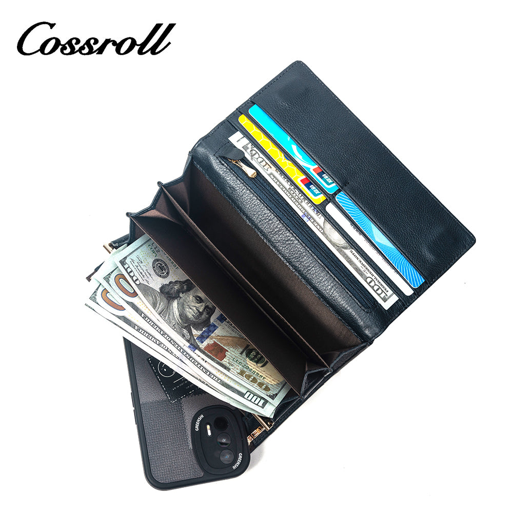 2023 Best New Products dark blue long leather wallet women With Top Selling