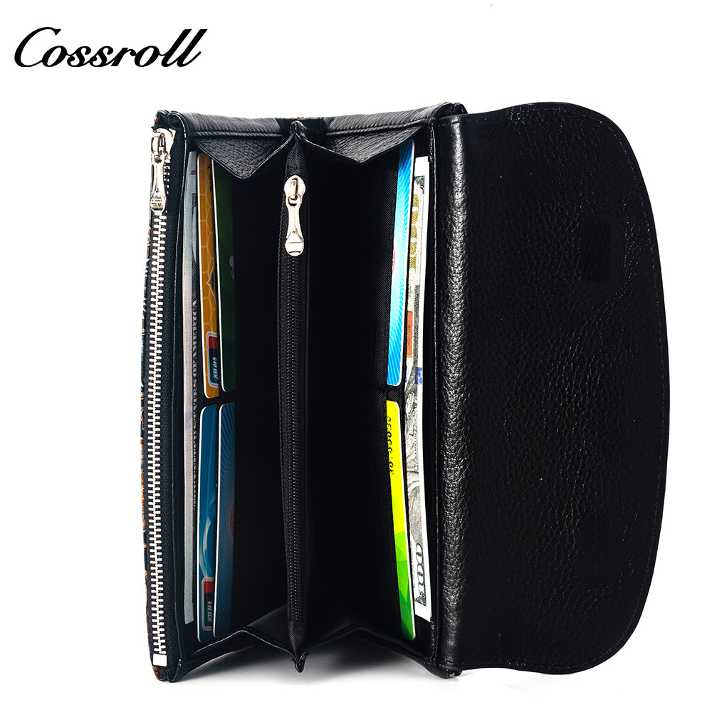 The Factory Produces genuine long  card holder wallet  Vintage Chinese pneumatic spending bag geniune leather wallet