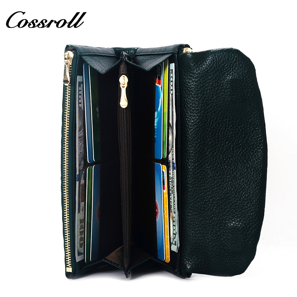 Europe and the United States leather wallet women's long money clip multi-card wallet manufacturers customized