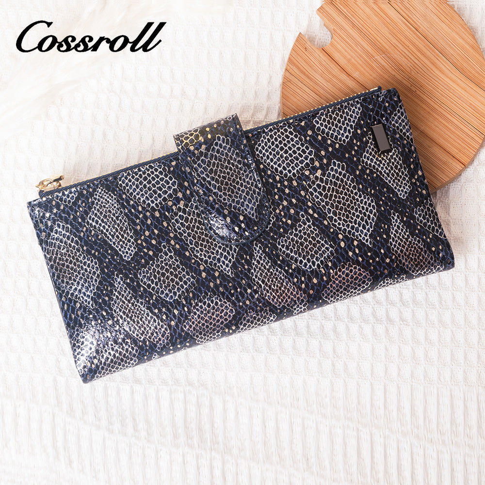 High Quality dark blue extra large women's leather wallets With High Material