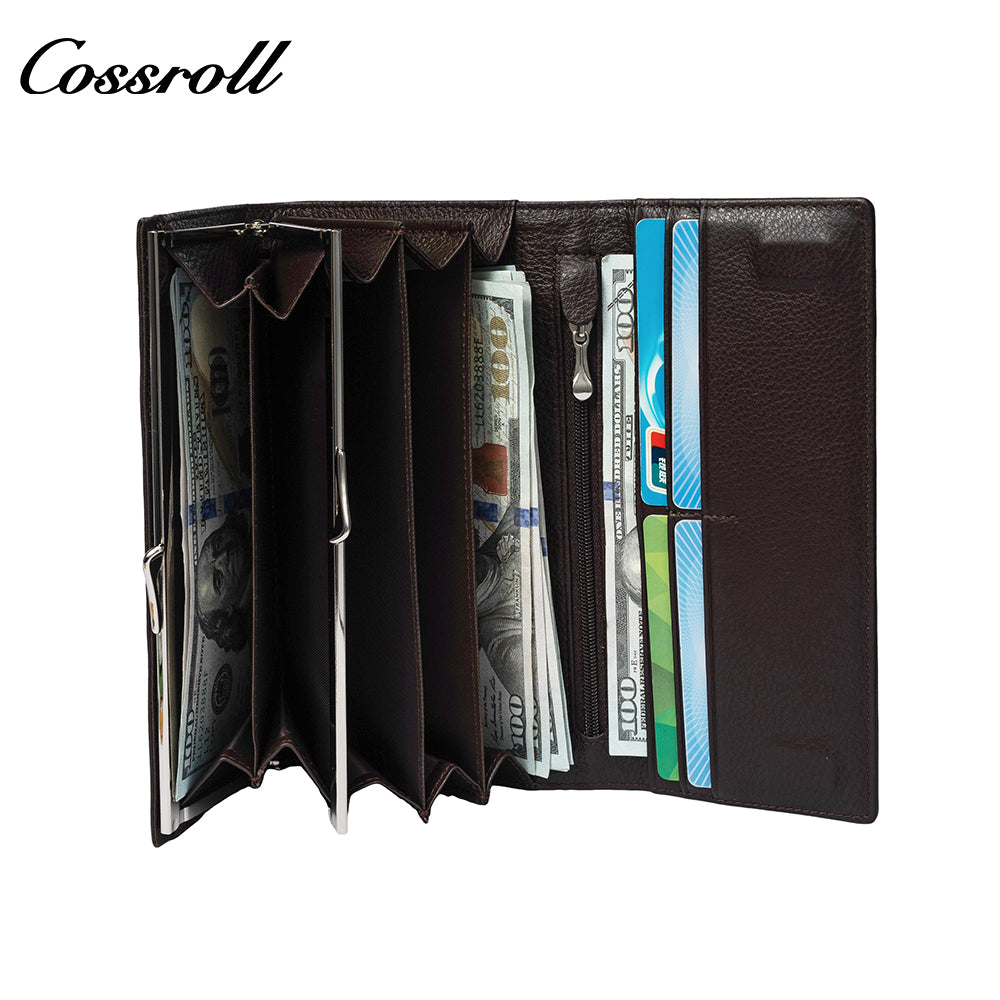 Factory custom short simple leather purse for women cowhide coin bag for women purse money clip