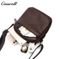 Men's Full Grain Leather Crossbody Bag, Multi-compartment Zipper Genuine Leather Shoulder Bag, Casual Everyday Carry Sling Bag