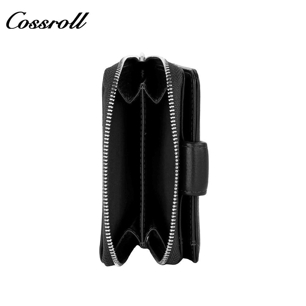 Men's Wallet Cowhide England Business Men Solid Color Photo ID Coin Zipper Short Wallet