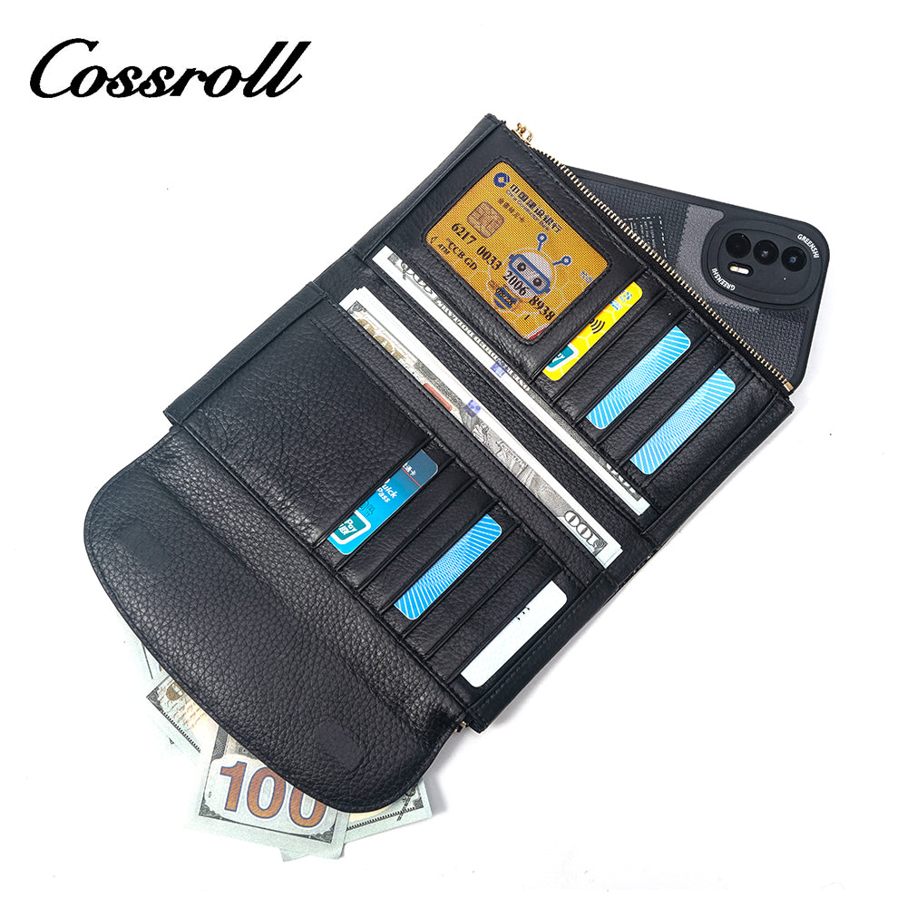 Wholesale High Quality black real leather wallet women's With Custom Design