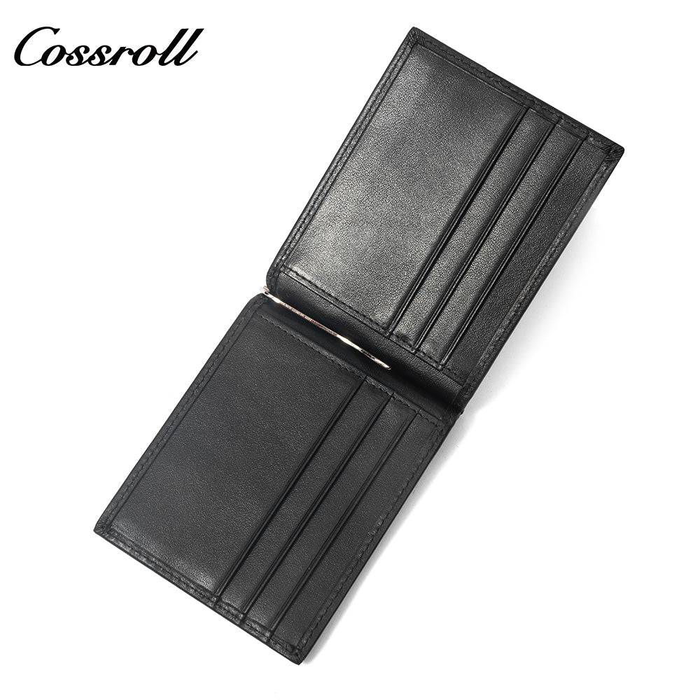 Men's Diamond Quilted Genuine Leather Money Clip Wallet, Ultra Slim Bifold Multi-Slot ID & Card Holder