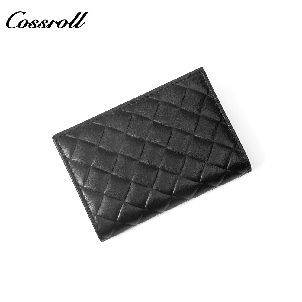 Diamond Quilted Genuine Leather Coin Card Wallet, Minimalist Portable Bifold Short Purse for Daily Commute