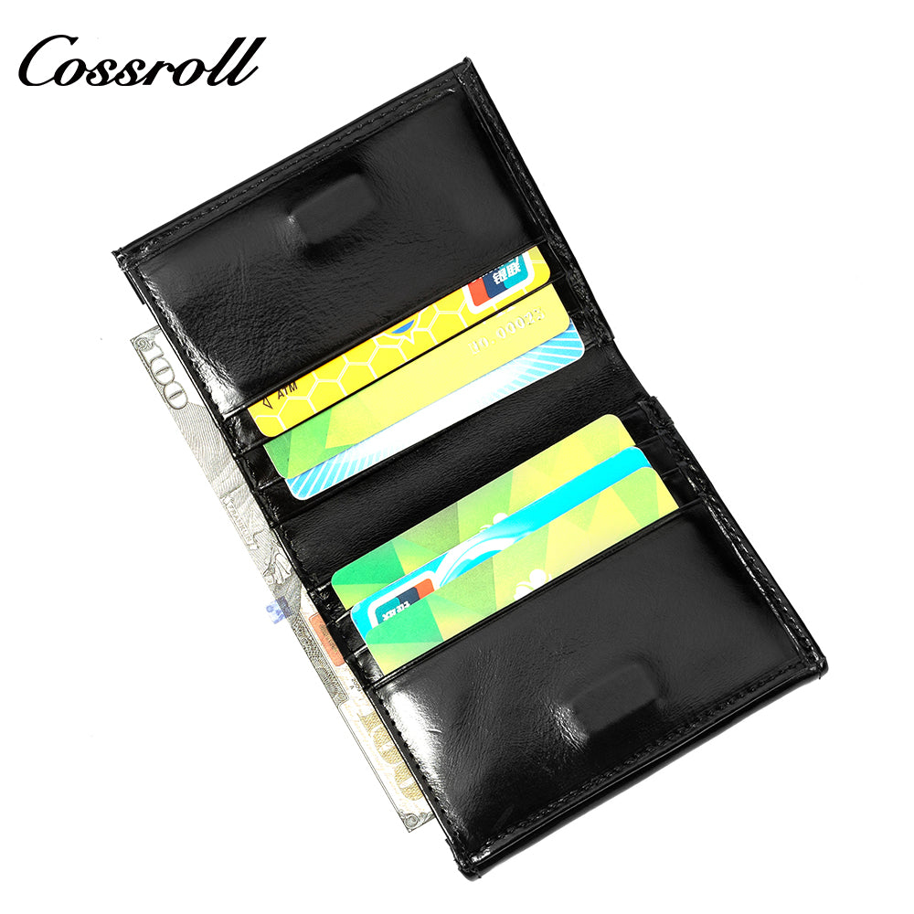 High Quality Wholesale ladies mens genuine leather purse handmade short wallets oil wax leather