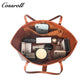 Women Vintage C Monogram Genuine Leather Tote Bag, Large Capacity Commuter Shoulder Handbag