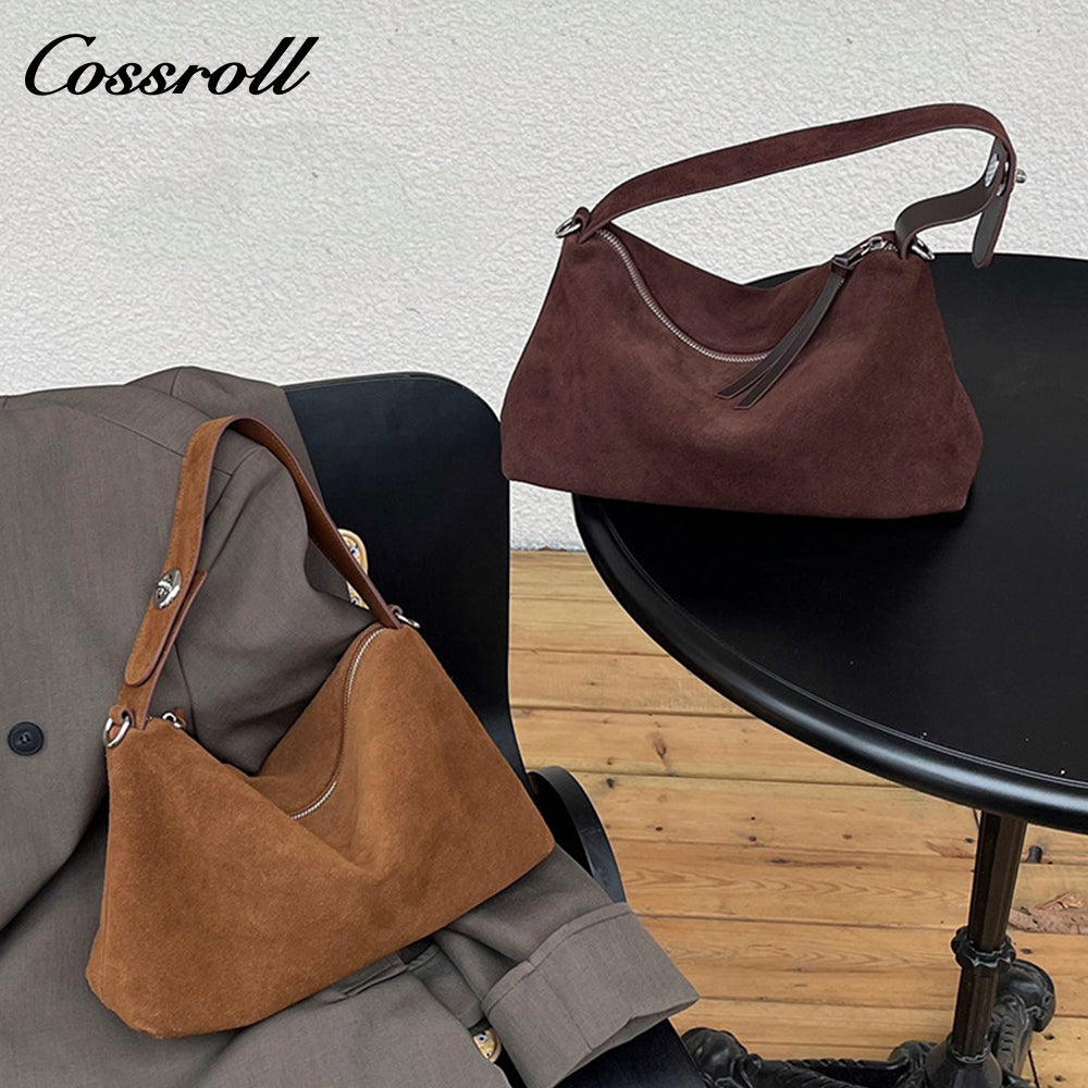 Premium sense of retro frosted deerskin velvet bag new niche underarm bag hundred trend fashion crossbody bag