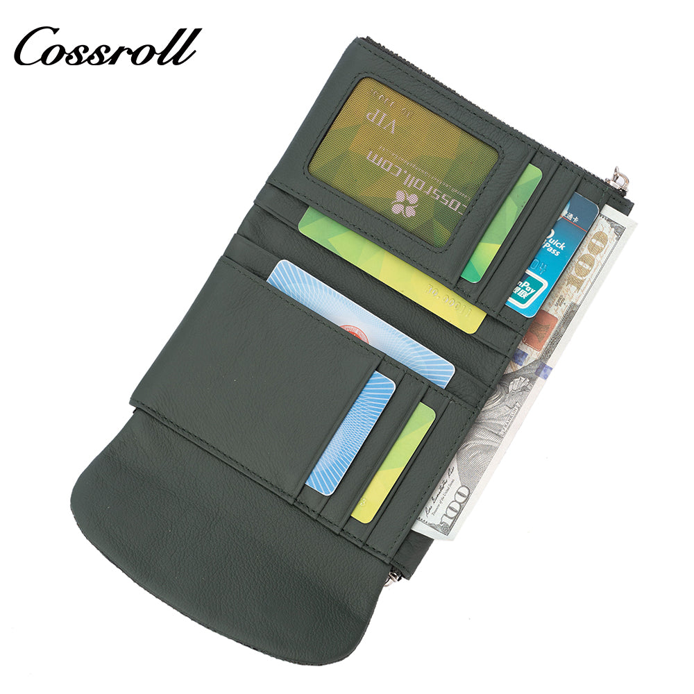 Genuine leather wallet for women, soft cowhide, patchwork, multifunctional, large-capacity coin purse