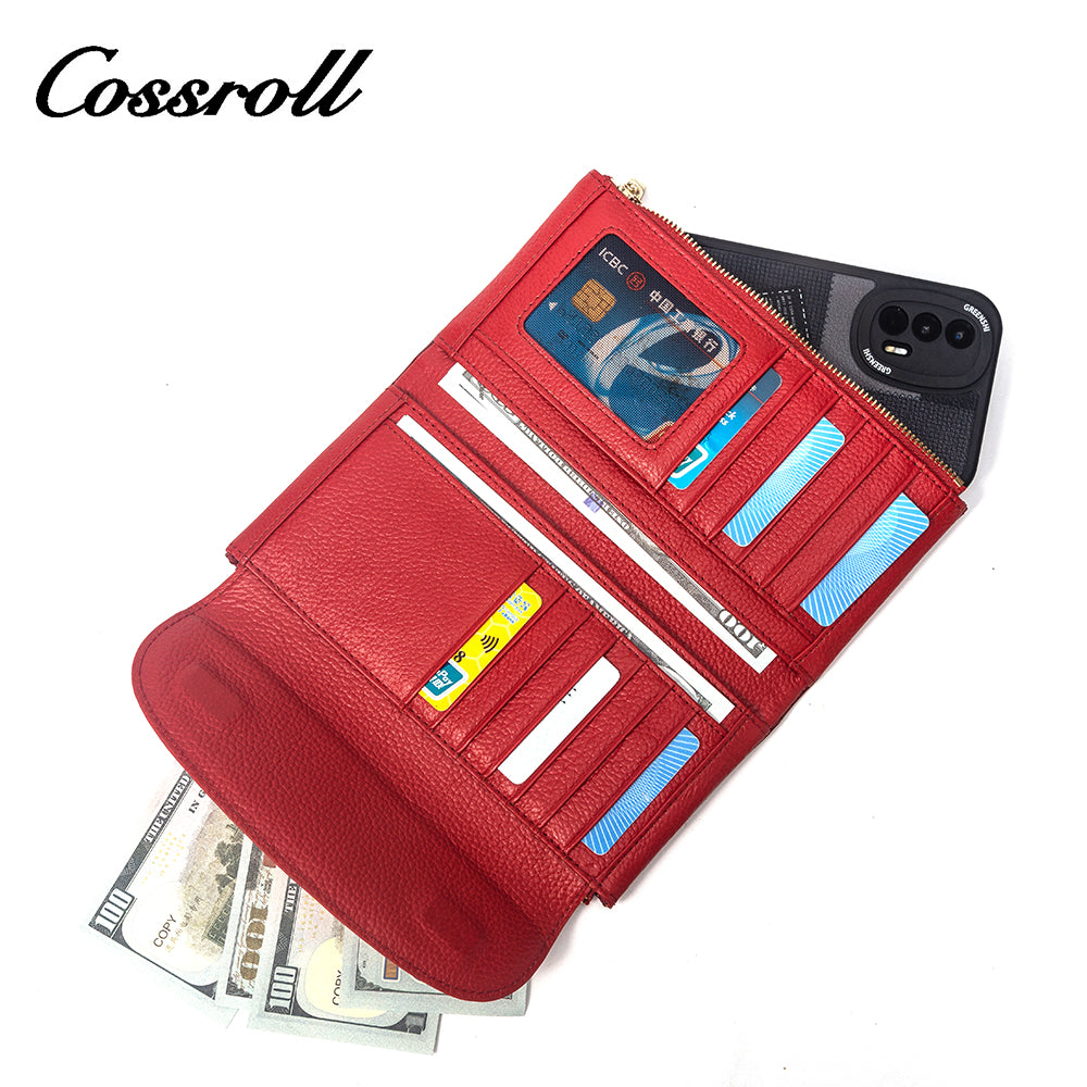 Most Popular red leather zip wallet for women With Best Brand