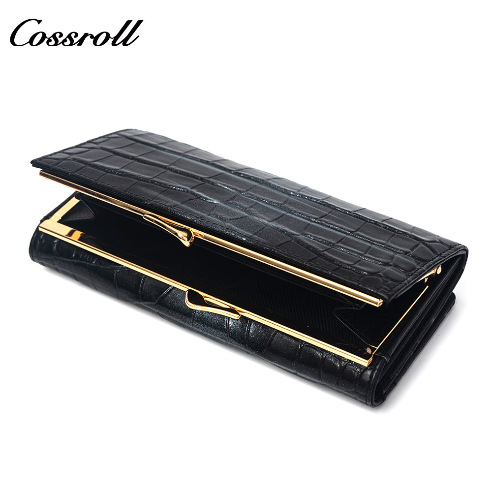 Factory Wholesale Price leather lady crocodile texture Genuine Leather