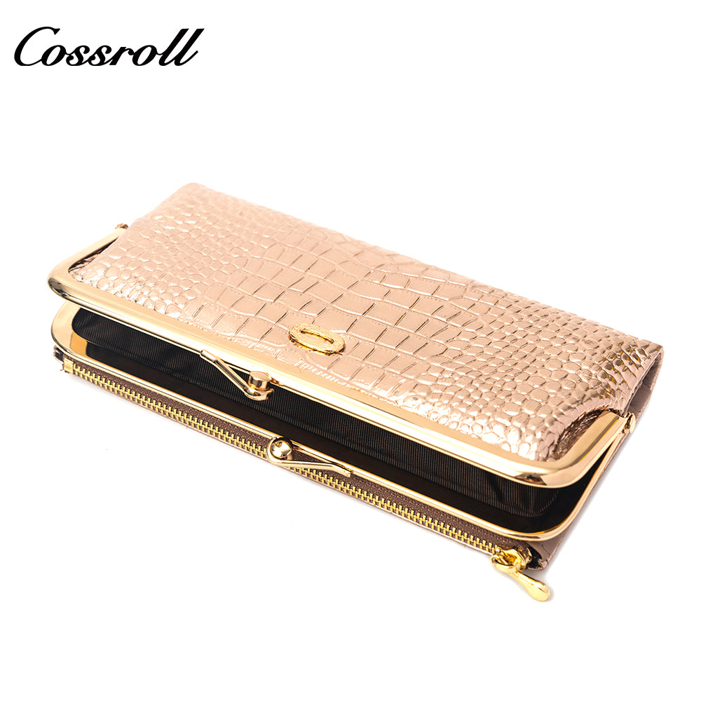 Best Selling Quality girls ladies dollar bill wallet crocodile texture Genuine Leather