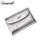 Crackle cowhide niche design retro multi-function card bag leather simple small silver bag