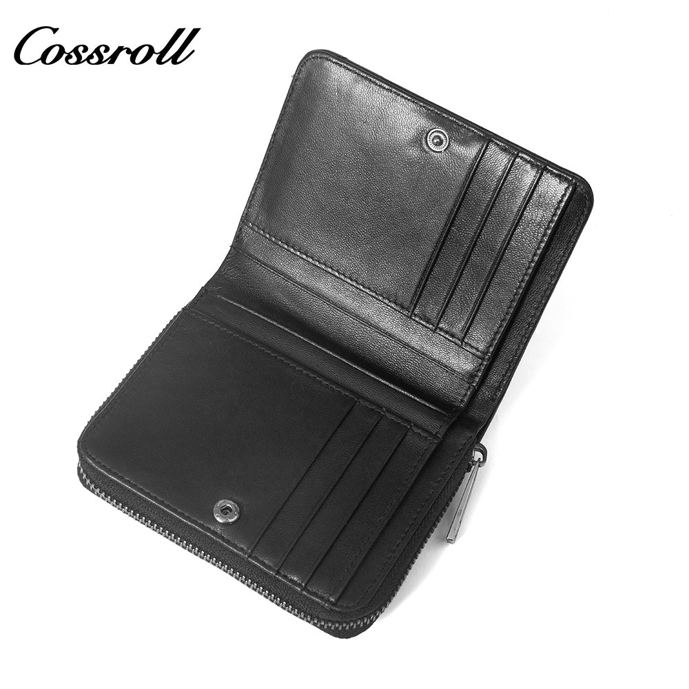 Women's Genuine Leather Short Zip Wallet, Multi Card Slots Multi-Functional Coin Purse & ID Card Holder