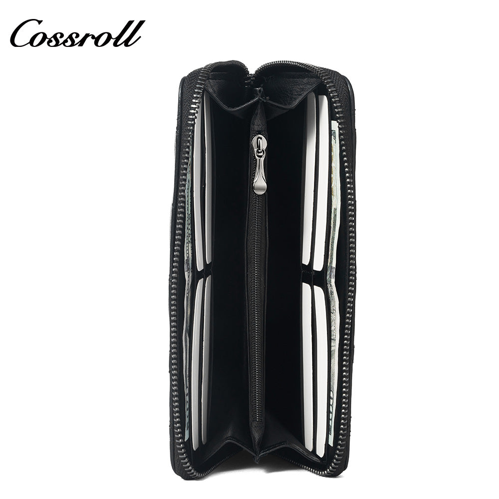 Women's Diagonal Quilted Long Zip Around Wallet, Genuine Leather Large Capacity Multi Card Slots Hand Purse, All-in-One Bag for ID Cards & Coins