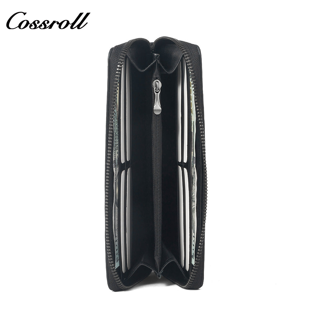 Men's Diamond Quilted Long Zip Around Wallet, Large Capacity Multi-Slot Clutch Purse, All-in-One Long Wallet for Daily Commute, Coins & ID Documents