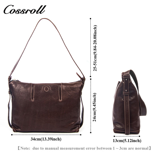 Genuine Leather Hobo Shoulder Bag for Women, Vintage Soft Leather Large Capacity Commuter Bag, Convertible Crossbody & Shoulder Bag