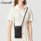 Grain Leather Phone Crossbody Bag, 2-in-1 Cowhide Purse with Zipper Cash & Card Slots