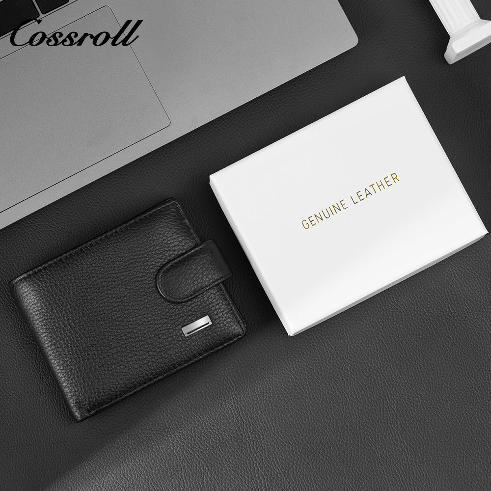 New men's genuine leather wallet, business ultra-thin, large capacity with card slots and bill compartment, factory customized