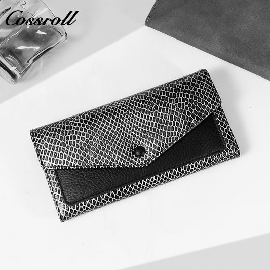 New leather long color combination multi-functional wallet for mobile phone wallet horizontal simple temperament wallet large capacity