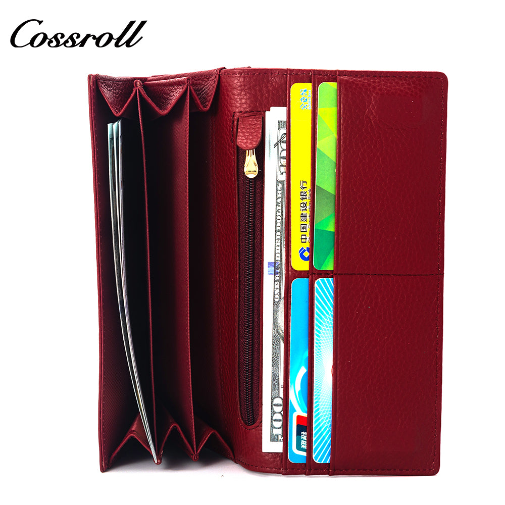 Innovative Design ladies purses multiple slots geniune leather wallet  Lychee leather