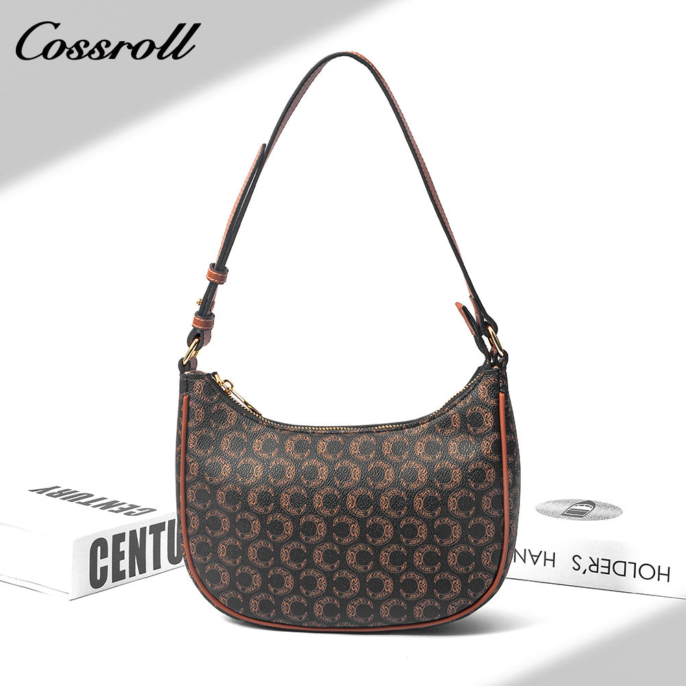 Vintage Monogram Underarm Bag for Women, C Pattern Print, Adjustable Strap, Shoulder & Crossbody Bag, Versatile Daily Commute Purse