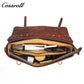 Men's Cowhide Leather Messenger Briefcase, Flap Laptop Handbag, Large Capacity Genuine Leather Shoulder & Crossbody Bag for Business & Daily Commute