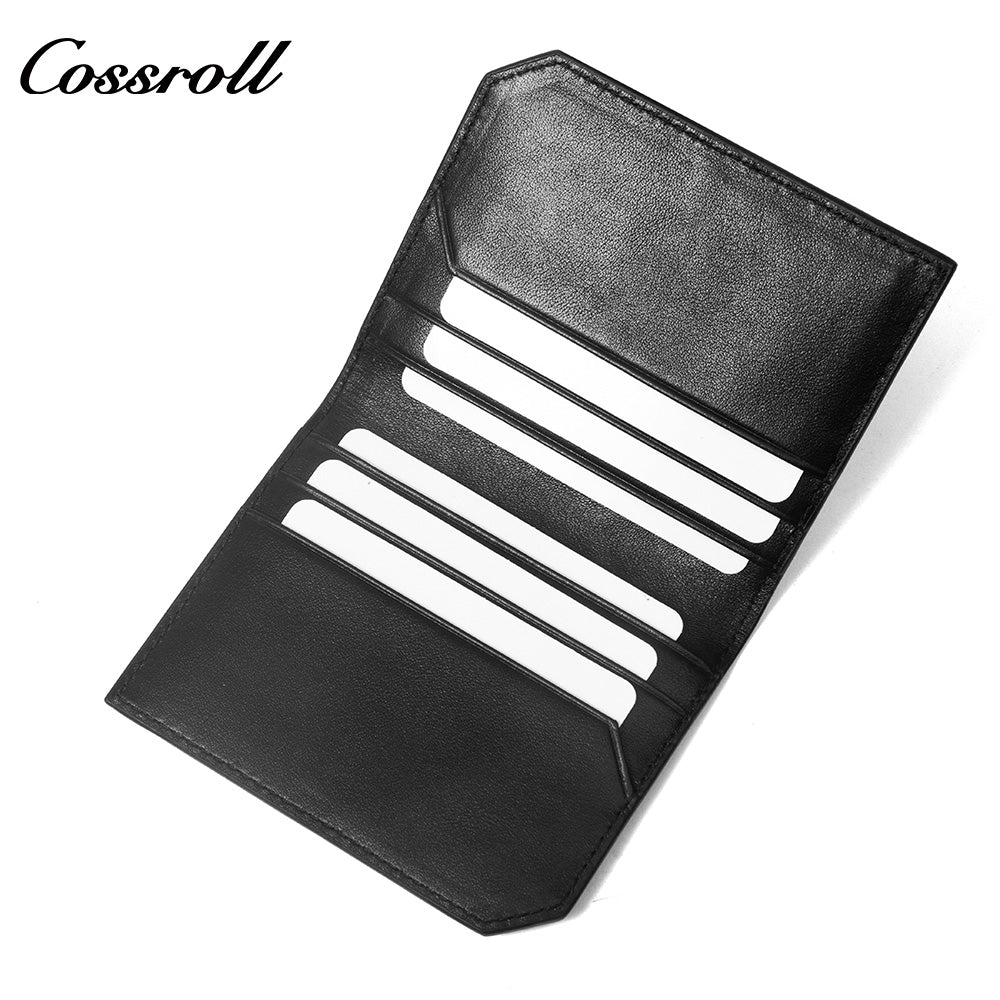 Diamond Quilted Genuine Leather Bifold Short Card Wallet, Ultra Slim Multi-Slot Business ID Card Holder