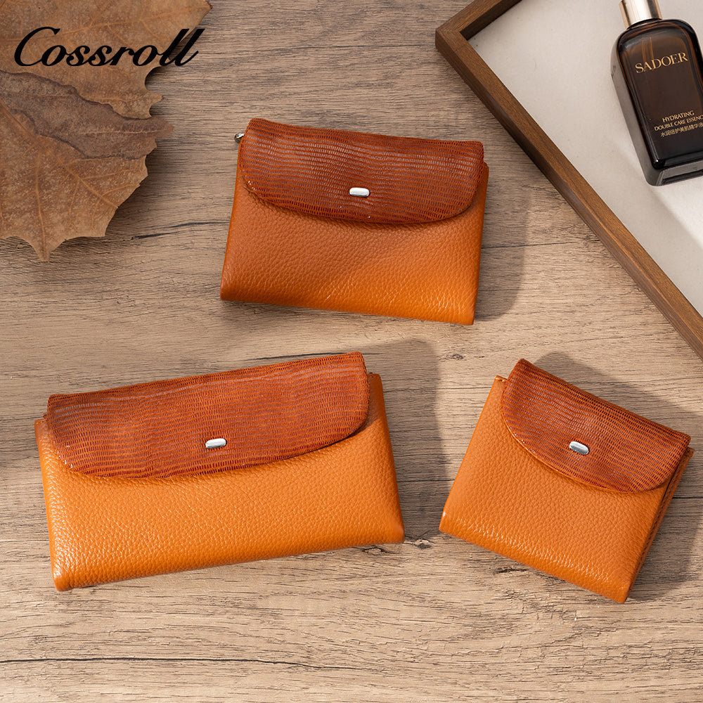 Women's Genuine Leather Coin Purse, Two-Tone Splice, Long, Large Capacity, Multi-Functional Card Holder