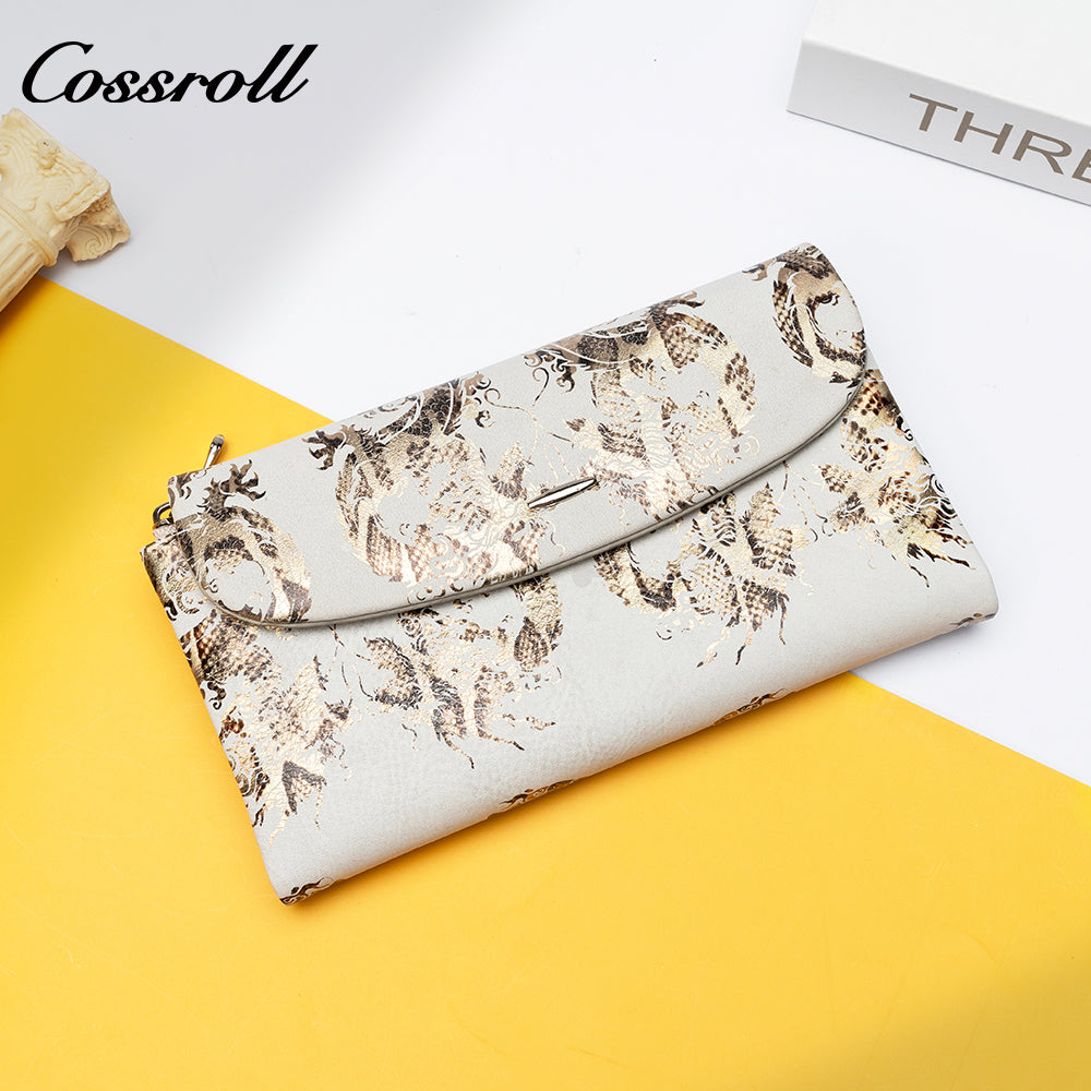 Professional Manufacturer large leather purse manufacturers custom  geniune leather wallet Chinese vintage print purse