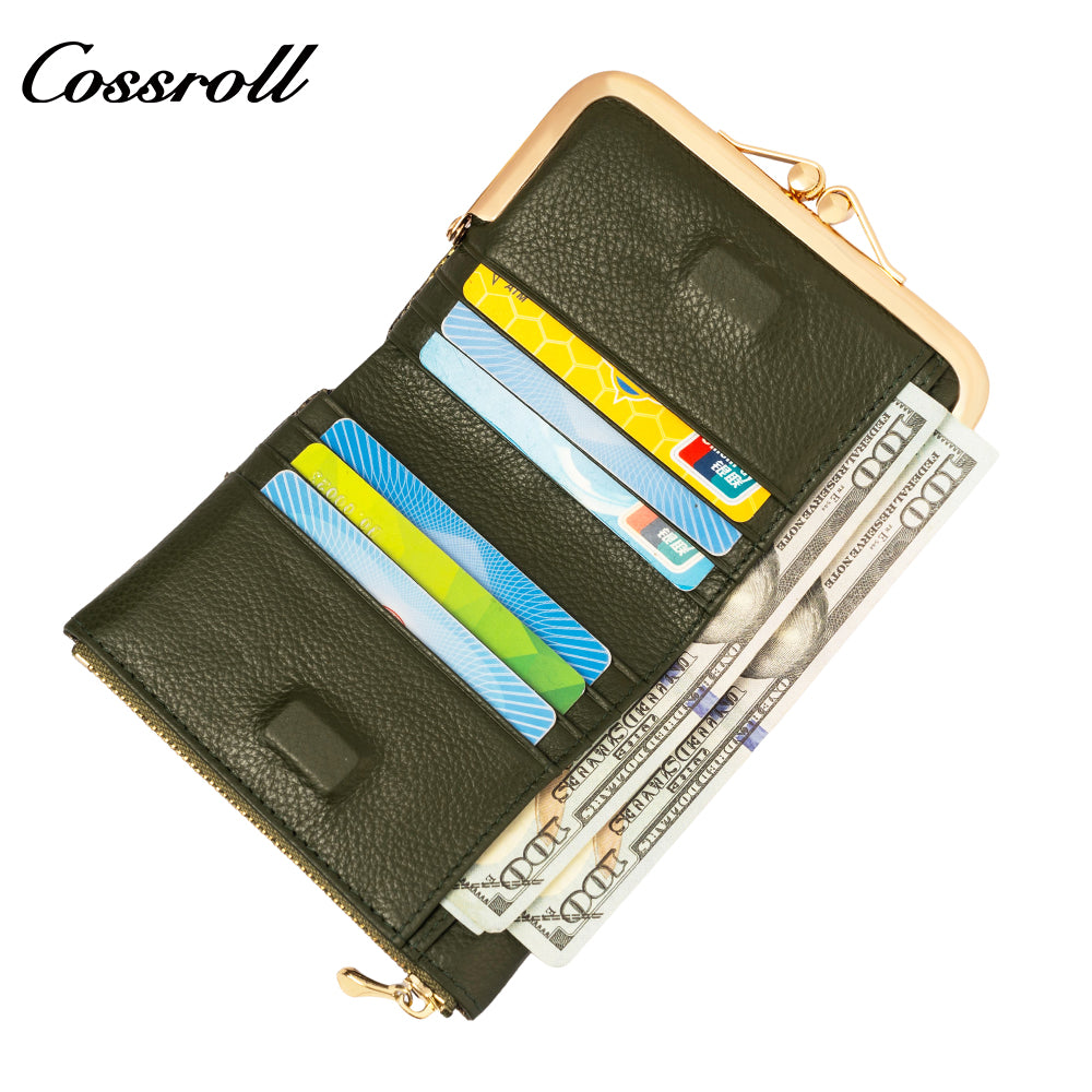 2024 new short serpentine leather wallet multi-function folding wallet card bag women