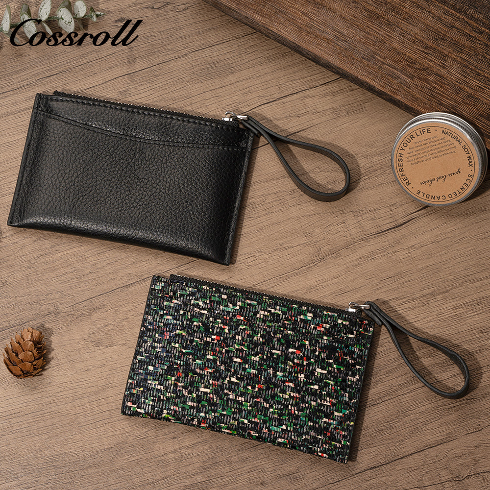 Women's zippered long wallet, large capacity clutch, leather urban simple wallet