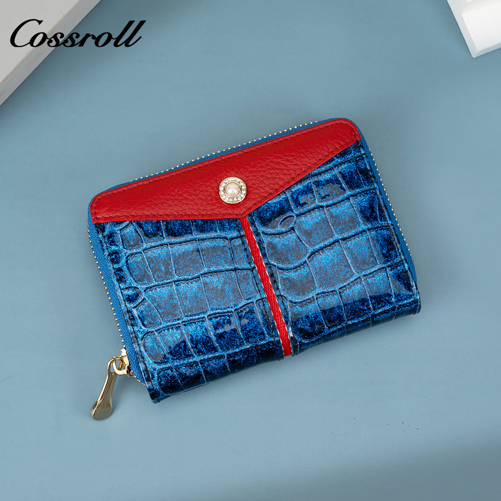 Factory Directly Supply Wallets for women  crocodile texture patent leather