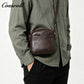 Men's Full Grain Leather Crossbody Bag, Multi-compartment Zipper Genuine Leather Shoulder Bag, Casual Everyday Carry Sling Bag