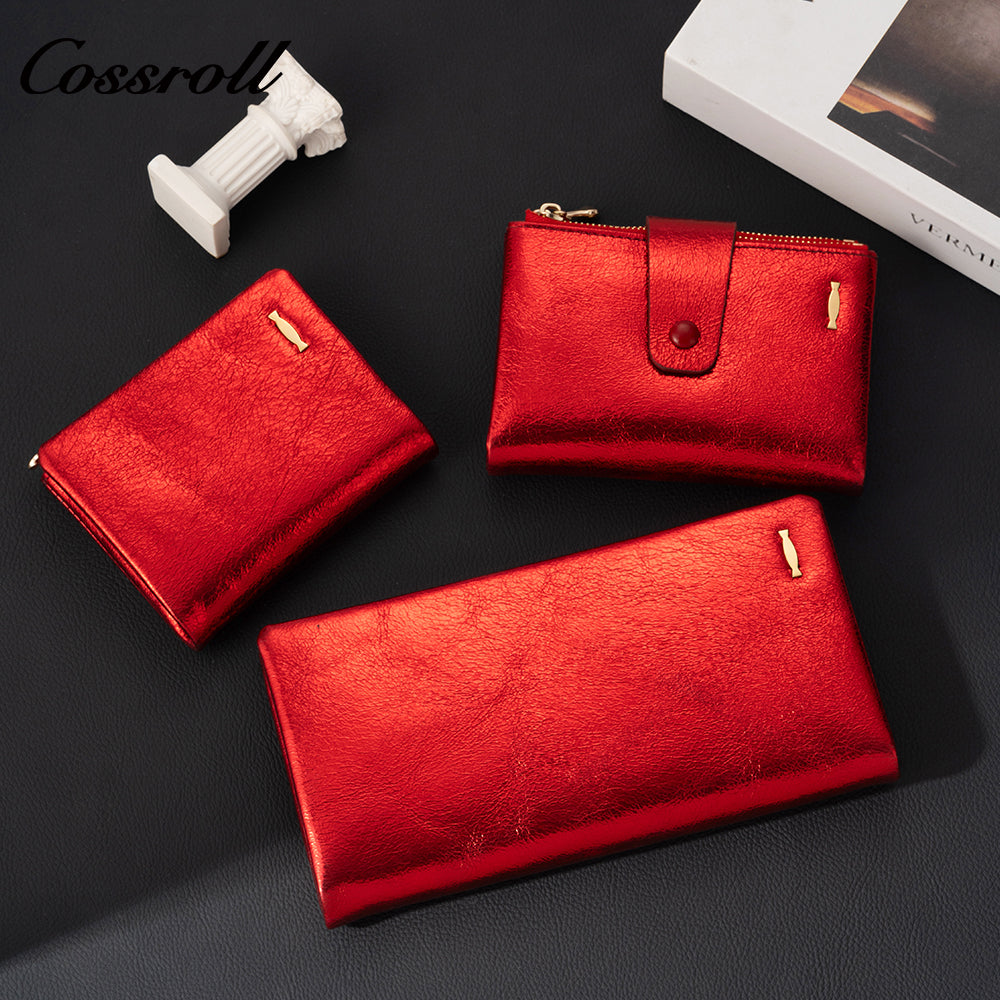 Women's Genuine Leather Wallet, European and American Style, Oiled Wax Leather, Zipper and Buckle, Fashionable Bill Purse