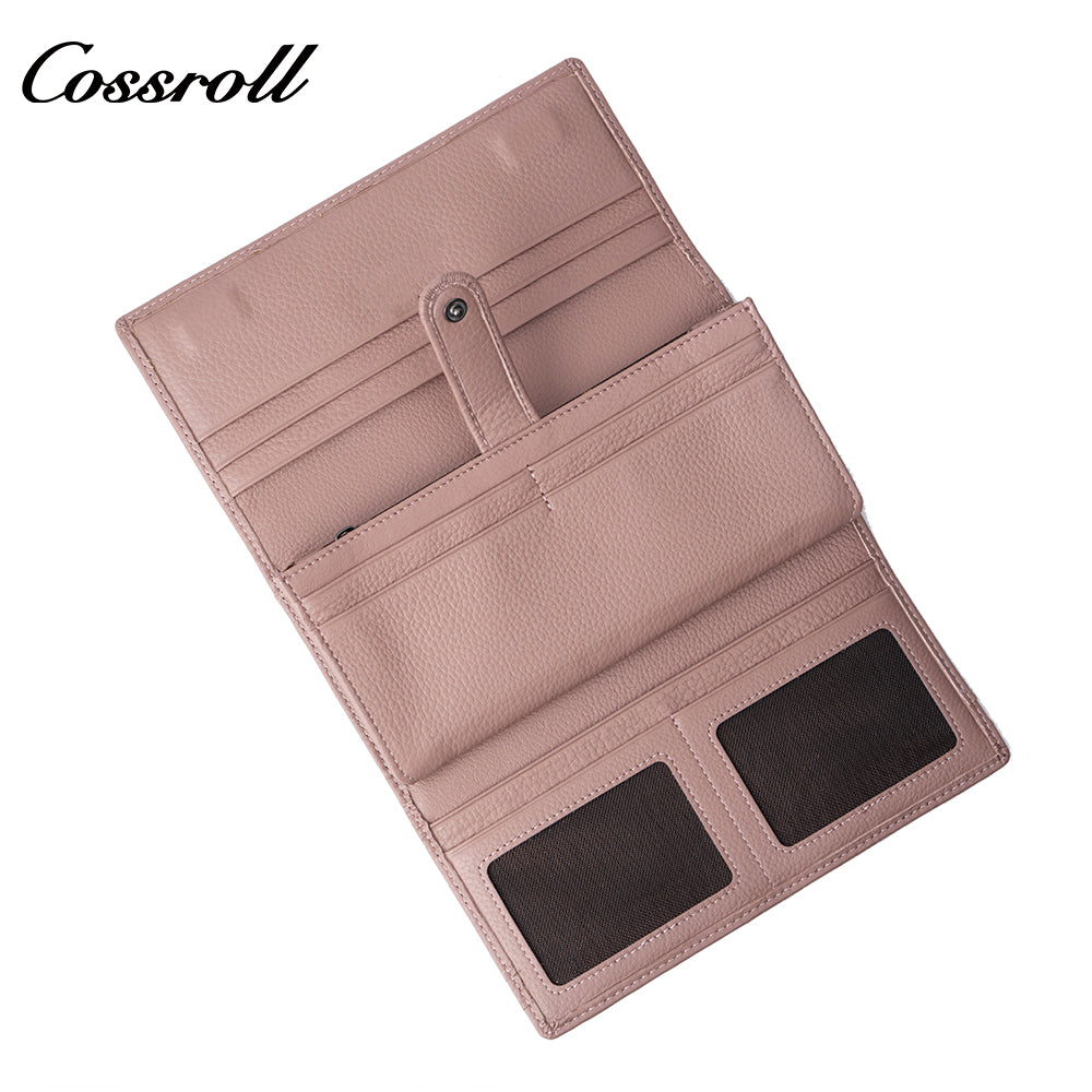 Genuine Leather Women's Wallet with Multiple Card Slots, Simple First-Layer Cowhide Vertical Style