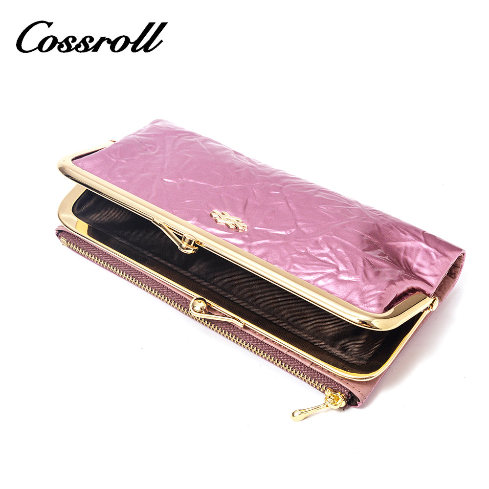 New Products dark blue long leather wallet women With Top Selling