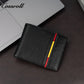 Men's wallet simple short money clip vintage lychee grain soft leather wallet multi card space large capacity