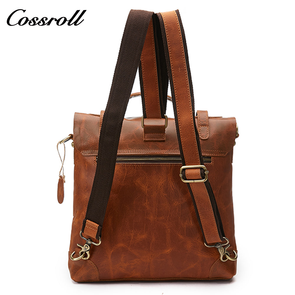 Crazy horse leather shoulder bag Men's fashion leather crossbody bag Business men's bag briefcase three-purpose bag