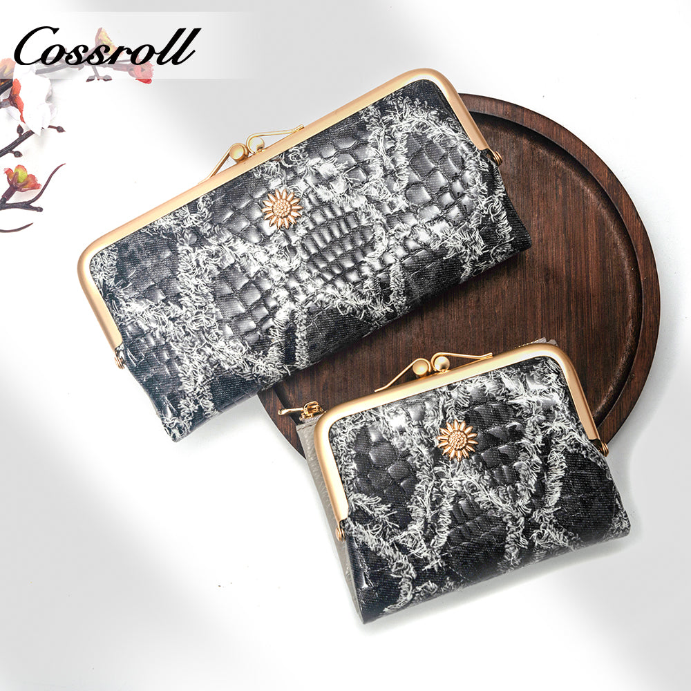 2024 Foreign trade leather ladies vintage purse leather printed alligator pattern all multi-functional manufacturers direct wholesale