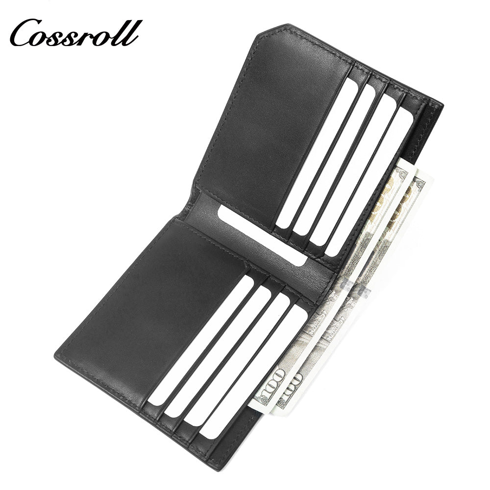 Men's Diamond Quilted Genuine Leather Bifold Wallet, Multi-Slot Ultra Slim Short Purse for Business & ID Cards